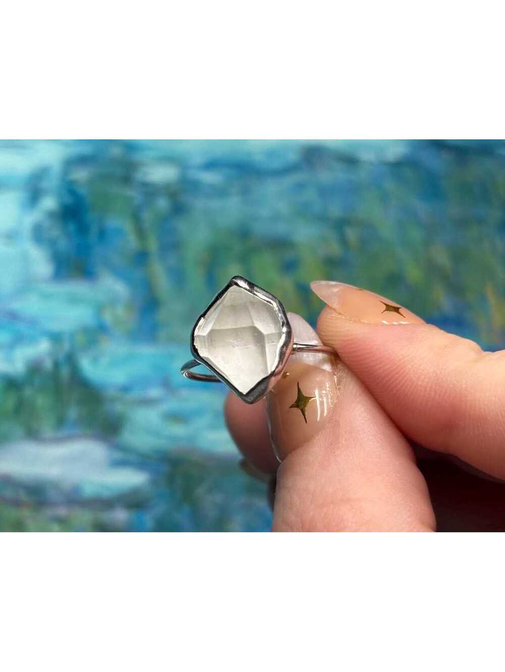 Sterling silver ring size 8 Herkimer diamond